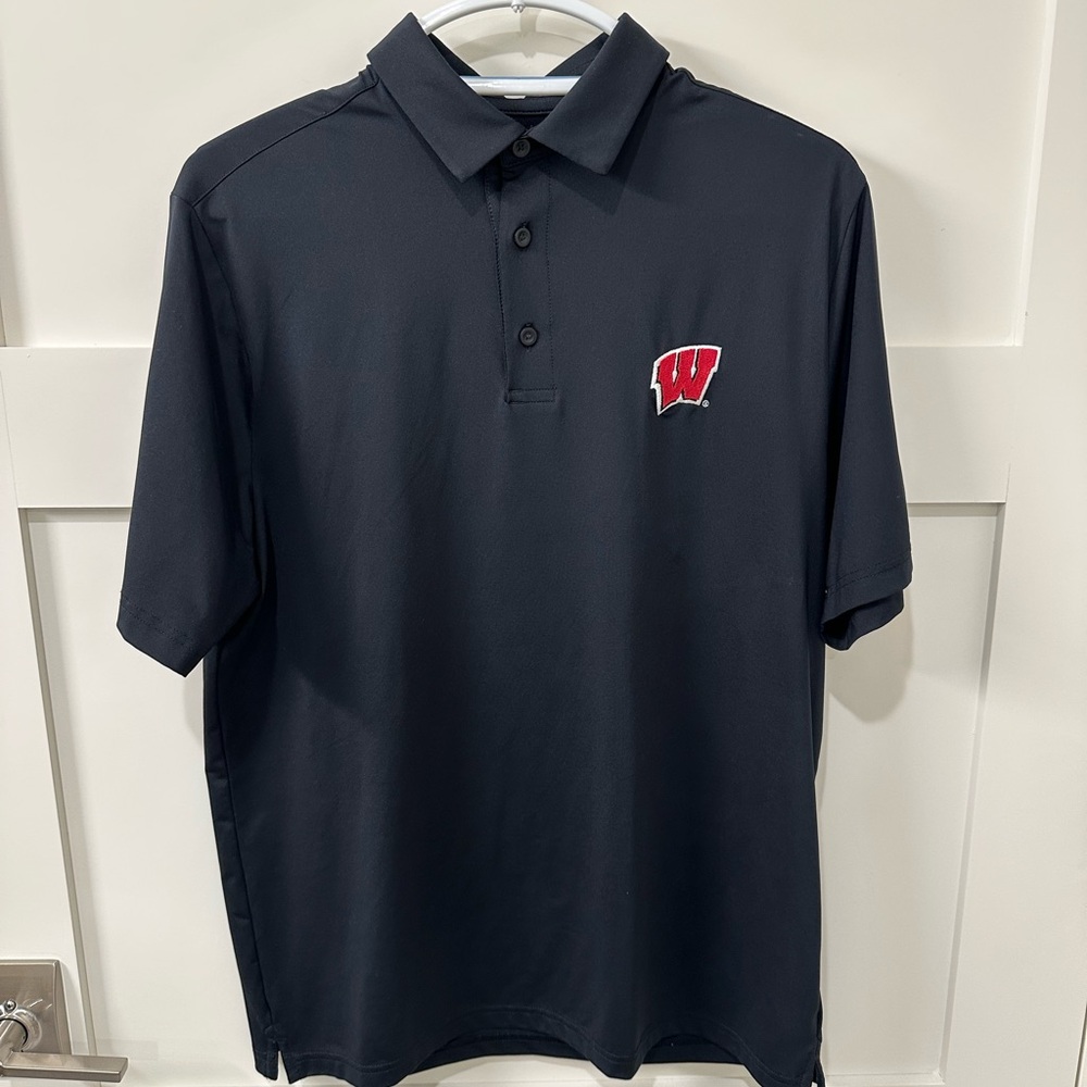 Wisconsin Badger Under Armour Black Polo Shirt